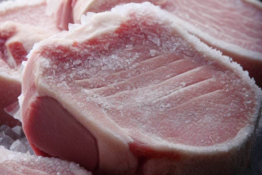 Frozen Pink Pork Chops